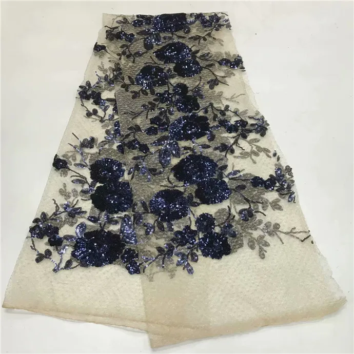 2019 Африканский Высококачественный бархатный Тюль с французскими блестками в