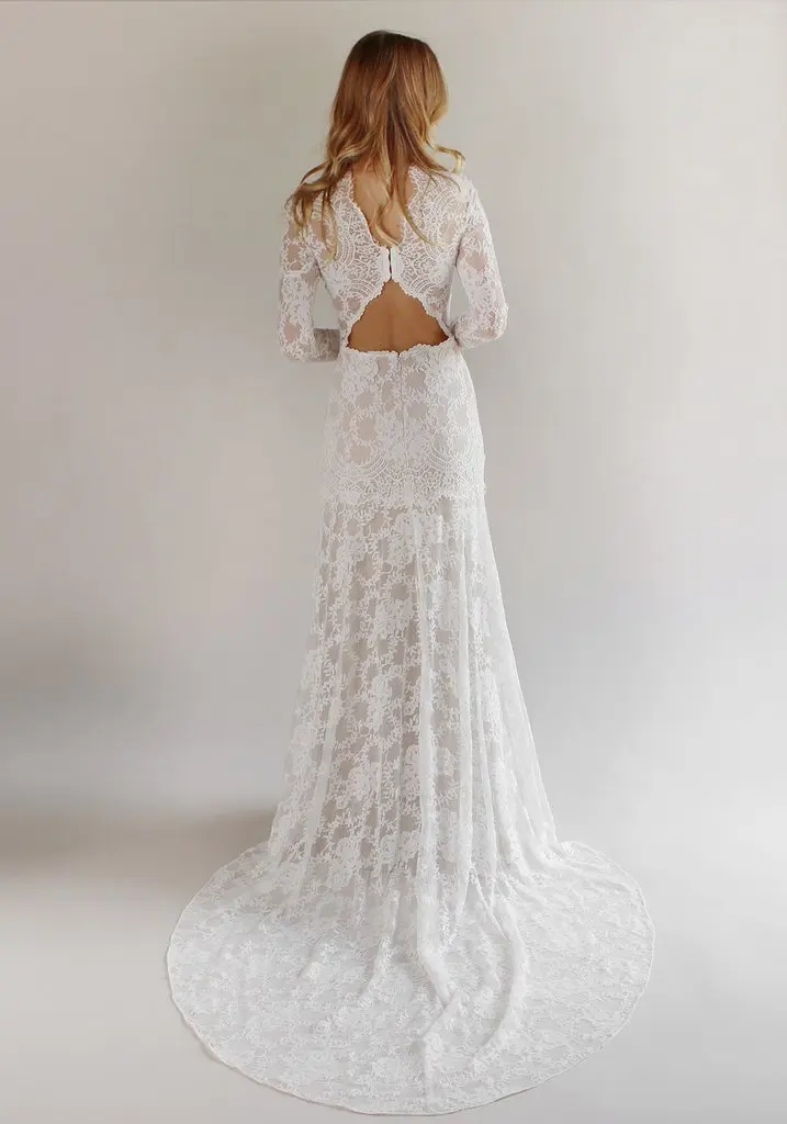 Женское платье с длинным рукавом Boho кружевное открытой спиной для свадьбы 2020 |