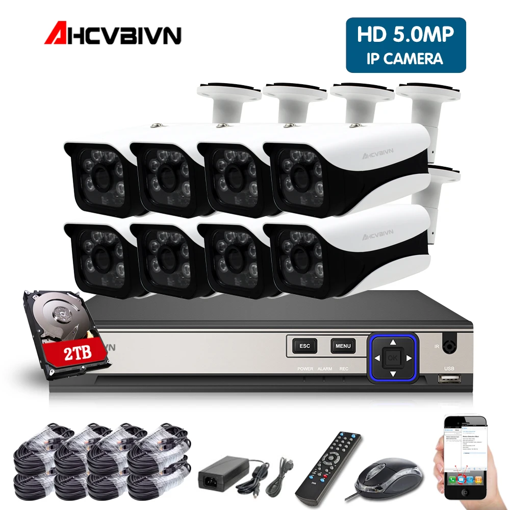 8CH 5MP POE камера NVR комплект в/открытый 5.0MP PoE ip-камера аудио запись Onvif FTP система видеонаблюдения комплект видеонаблюдения