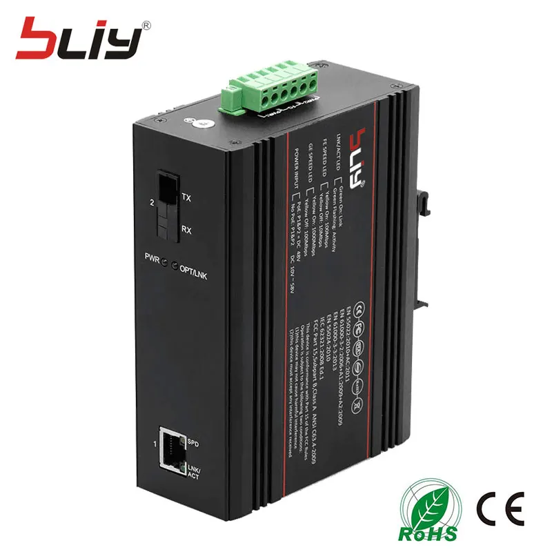 

1 pair 100M 2 port industrial switch dual fiber to rj45 unmanaged industrial ethernet network switch fiber optic media converter