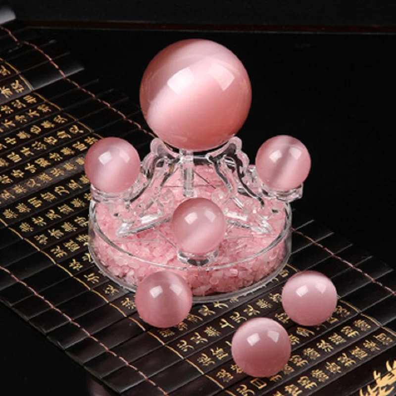 

Crystal ball pink cat 's ball ornaments rose quartz broken stone seven star array classical feng shui placement transport