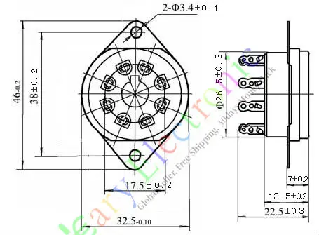 Wholesale and retail 20pcs 8pin Bakelite vacuum tube sockets valve base Chassis fr EL34 KT88 6550 6SN7 free shipping |