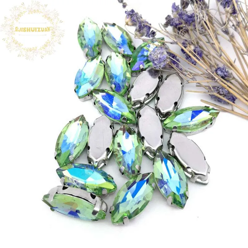 7*15mm Horse eye Dazzle color Crystal Glass Sewing Rhinestones with Claw DIY Shose and Wedding Dresses Complete | Дом и сад
