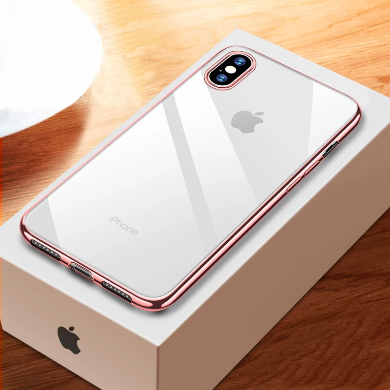 WeiFaJK чехол для телефона для iPhone 8 7 Plus X чехол Роскошный силиконовый прозрачный мягкий TPU чехол для iPhone 6 6s 7 8 XS Max чехол s сумки - Цвет: Розовый