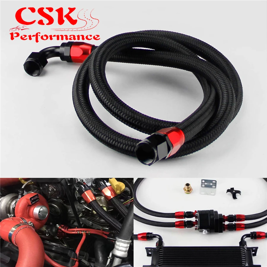 63&quot 10AN Nylon Steel Braided Oil Fuel Line Cooler Relocate Hose Kit Black / Silver | Автомобили и мотоциклы