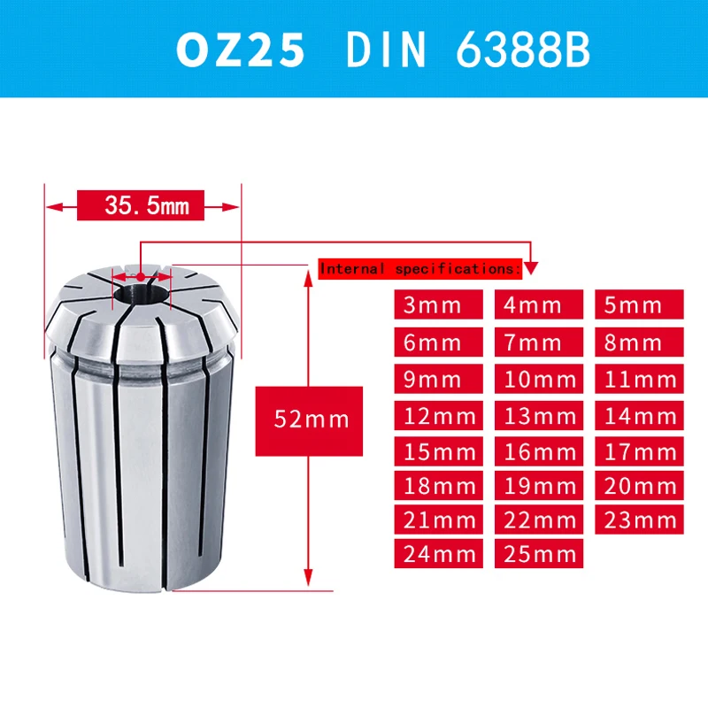 OZ25 DIN 6388B пружина Цанга в диапазоне от 3 4 5 6 7 8 9 10 11 12 13 14 15 16 17 18 19 20 21 22 23 24 до 25 мм Шаг 1