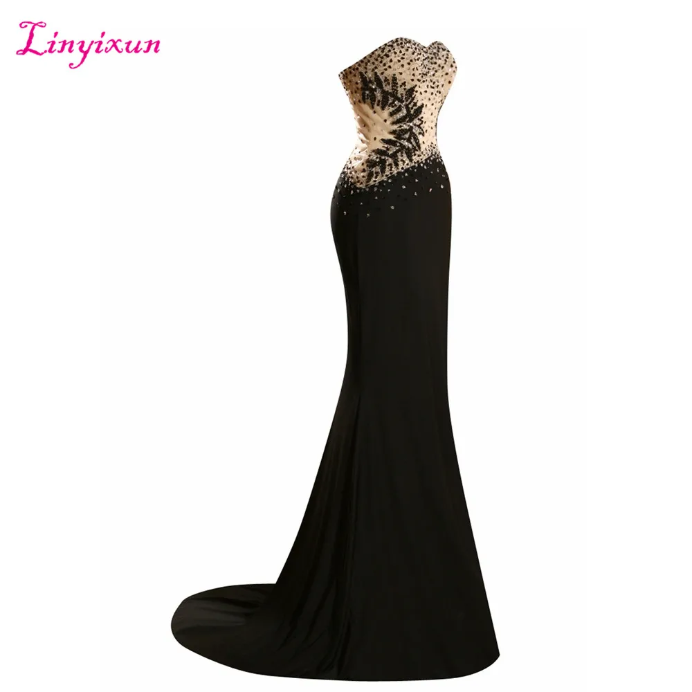 Платье Linyixun для выпускного бала длинное вечернее платье с аппликацией из бусин