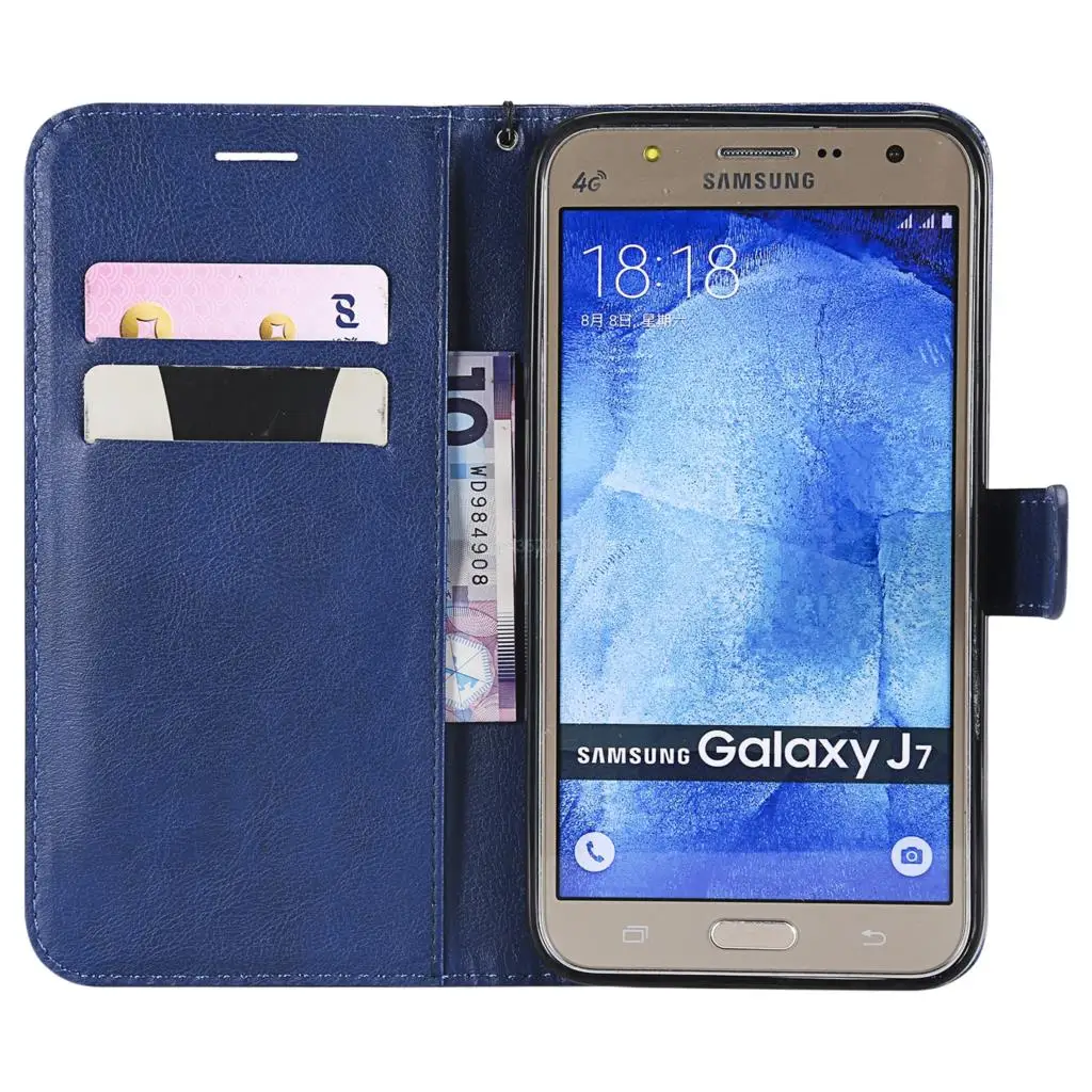 Чехол с откидной крышкой для Samsung Galaxy J7 J 7 2015 кожаный чехол-бумажник J700H DS