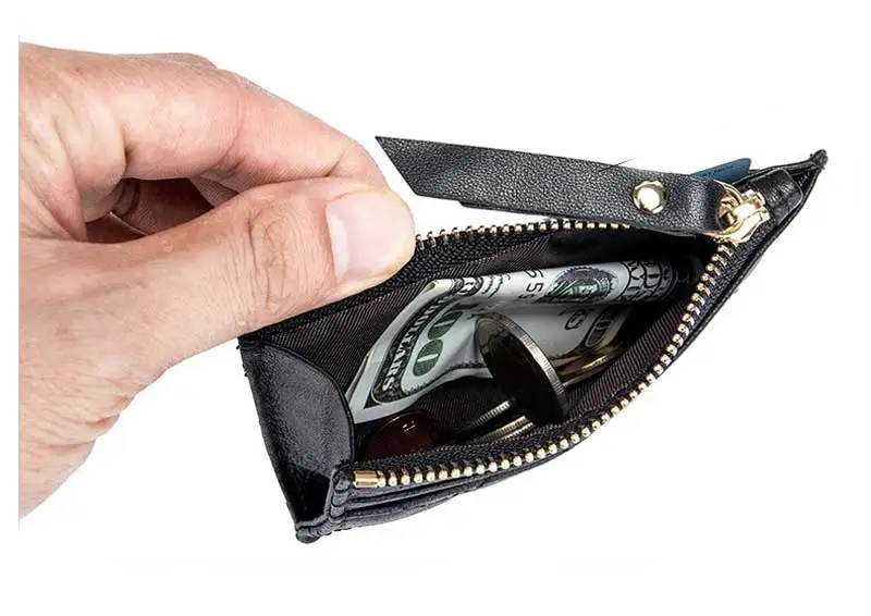 Soft Lambskin Small Leather Wallet Woman Purse Zipper Leather Cardholder Genuine Leather Small Money Bag Visit Card Holder