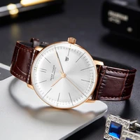 latest reef tigerrt top band luxury dress watch for men brown leather rose gold automatic watch montre homme clock rga8215