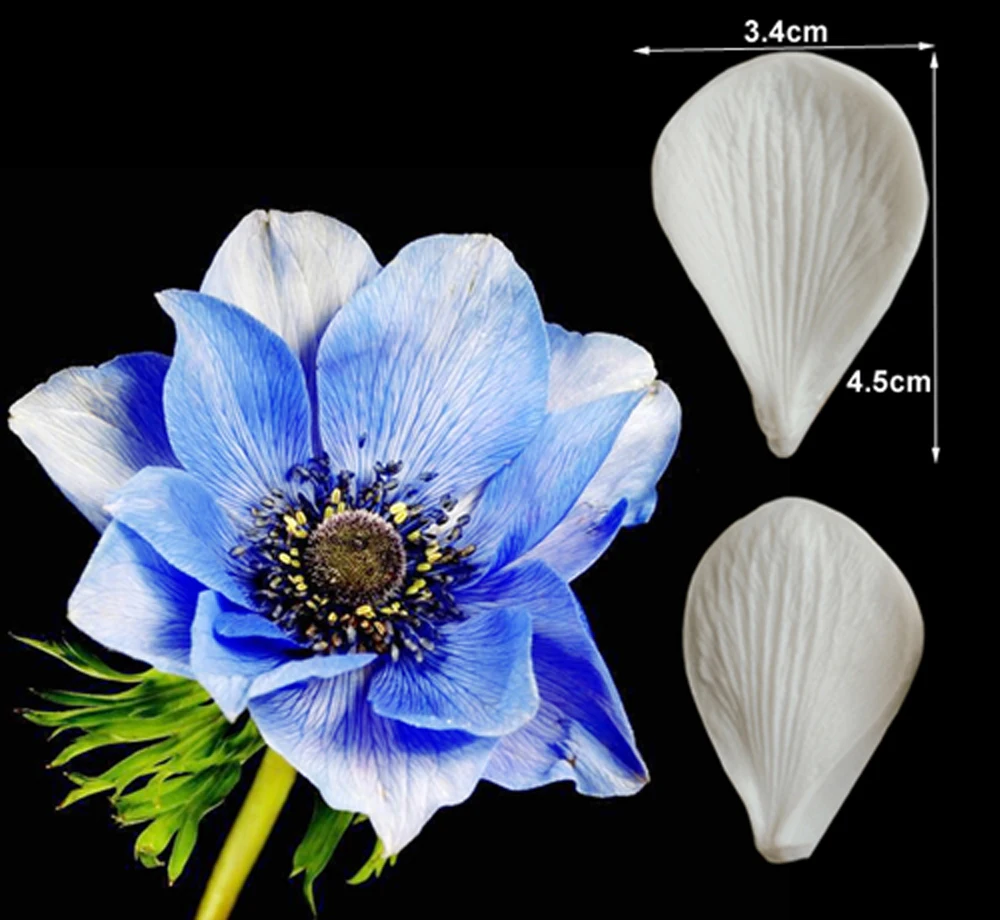 Силиконовые формы Anemone в форме лепестков, сахарный из мамастики, инструменты для украшения тортов из глины, воды, бумаги, CS227 (art.: 7ad8a9a8b) - 7ad8a9a8b