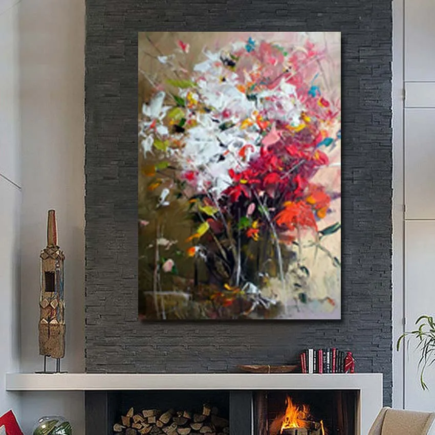 

Free shipping Abstract flowers Oil Painting on Canvas 100% Handmade Painting Pictures Decorate images Wall Decoration no frame