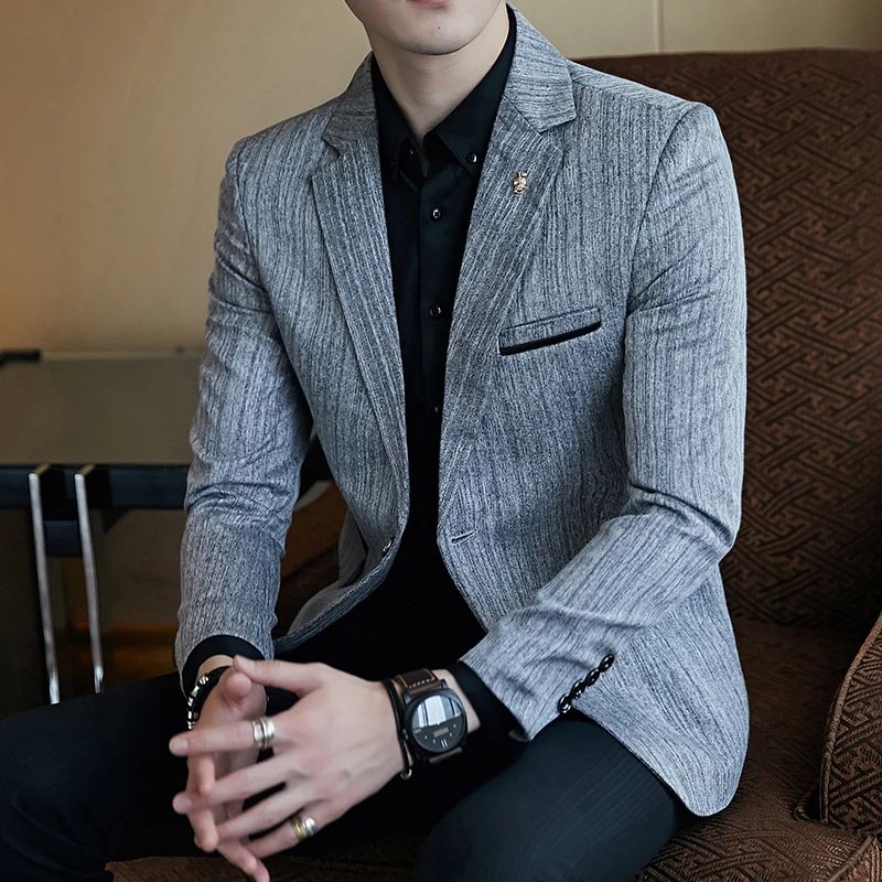 

Plus size 5xl blazer slim masculino mens suits blazers 3 color one button full sleeve Classic mens blazer vintage suit jacket