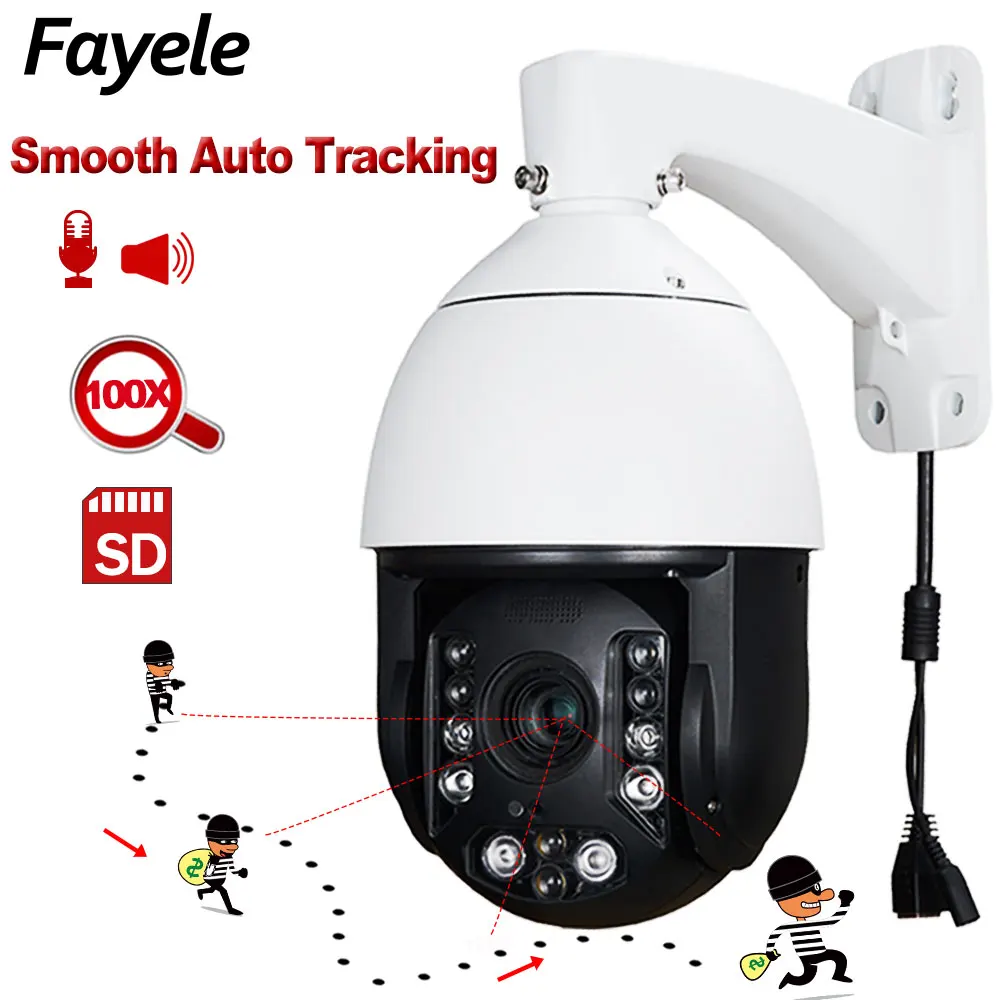CCTV 2MP PTZ камера, гладкая, с автоматическим отслеживанием, SONY327, Starlight, 25X, оптический, 4X, цифровой зум, голосовая вспышка, оповещение, IP камера, IR, 200 м, аудио
