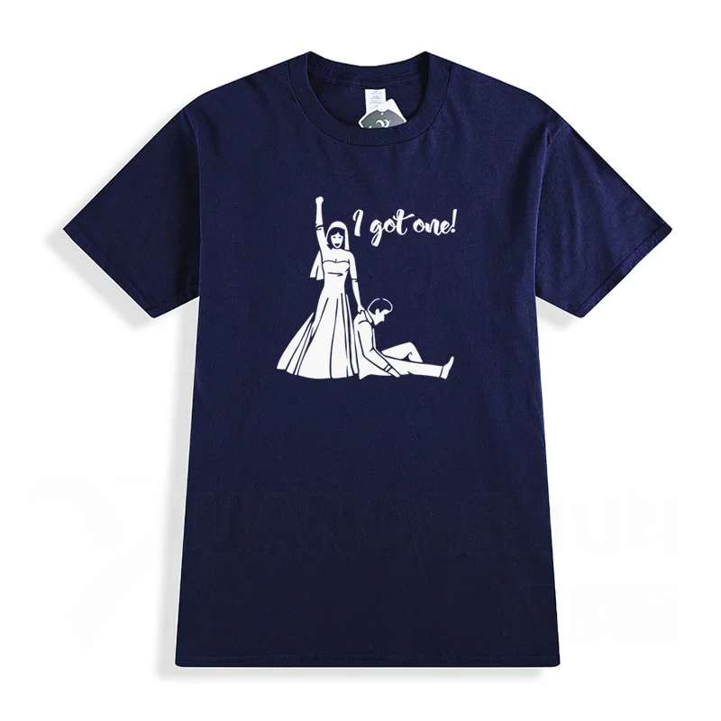 NavyBlue 1 Я получил один свадебный жених помолвка игра футболка для влюбленных короткий рукав хлопок o-образным вырезом футболка Новинка летние футболки Забавные топы - Цвет: NavyBlue 1