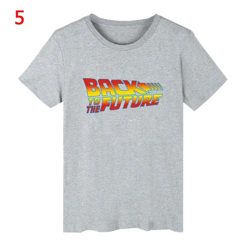 gray t shirt Футболка «Назад в будущее», светящаяся футболка, летние футболки с коротким рукавом «Назад в будущее», топы, уличная одежда, футболки, 4XL, унисекс - Цвет: gray t shirt