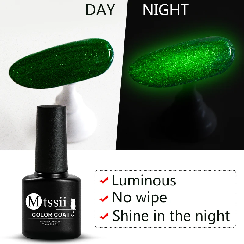 

Mtssii 7ML Luminous No Wipe Top Coat Glow In the Dark UV LED Gel Polish Soak Off Long-lasting Nail Gel Varnish Manicure Lacquer