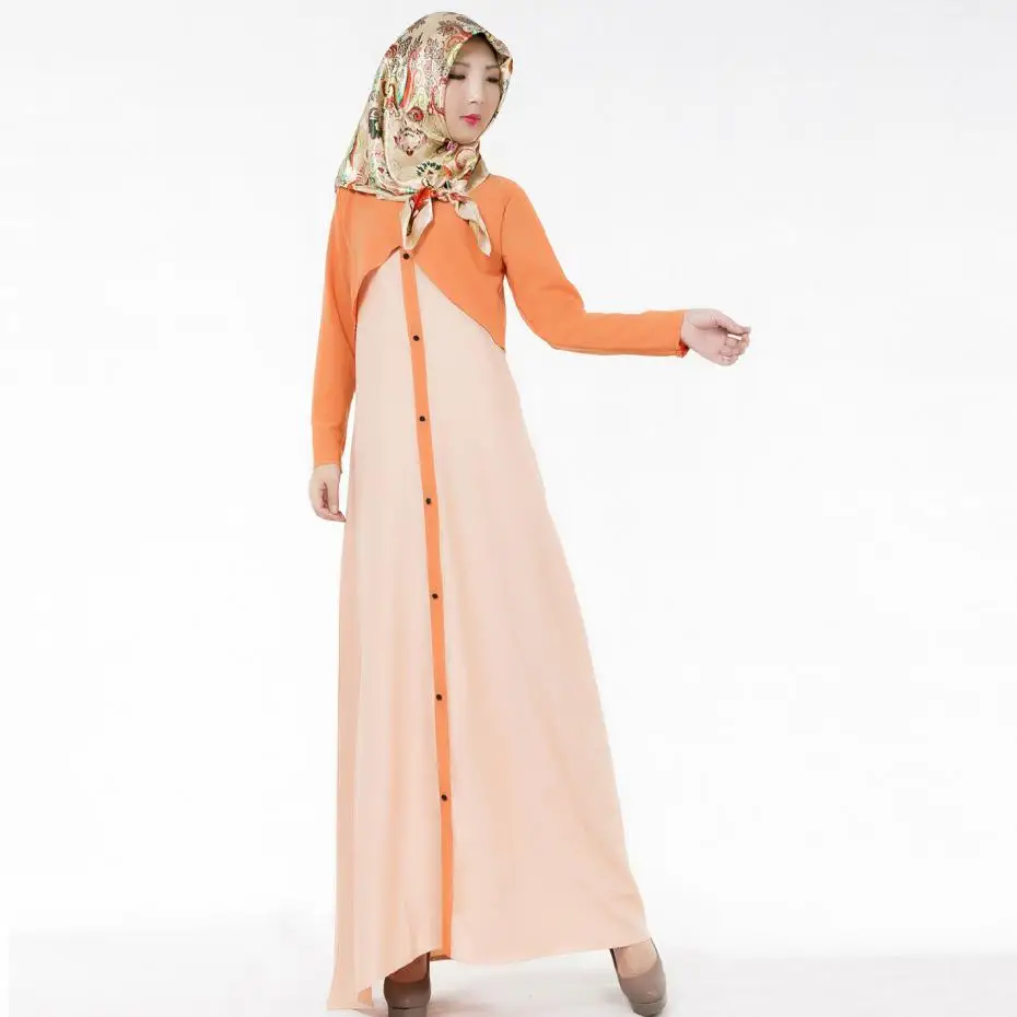 Мусульманское Стиль женская одежда новое поступление 2017 хлопок макси платье с