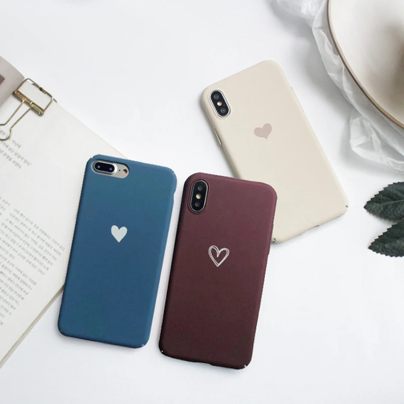 WOTP Couples матовый чехол для телефона с сердечком и полной защитой iphone XS Max модный