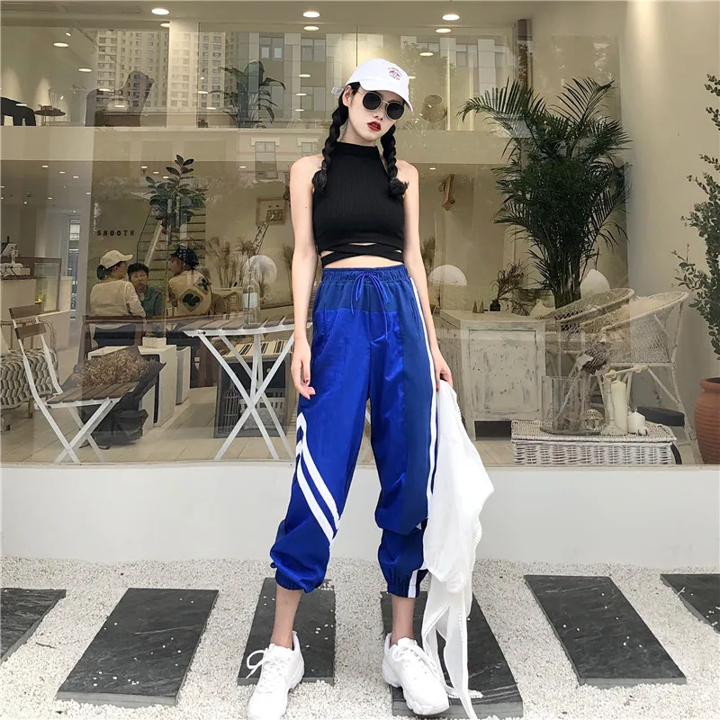 Women's Sets summer new black fashion sexy wild hanging neck vest + high waist loose harem pants two sets of women |