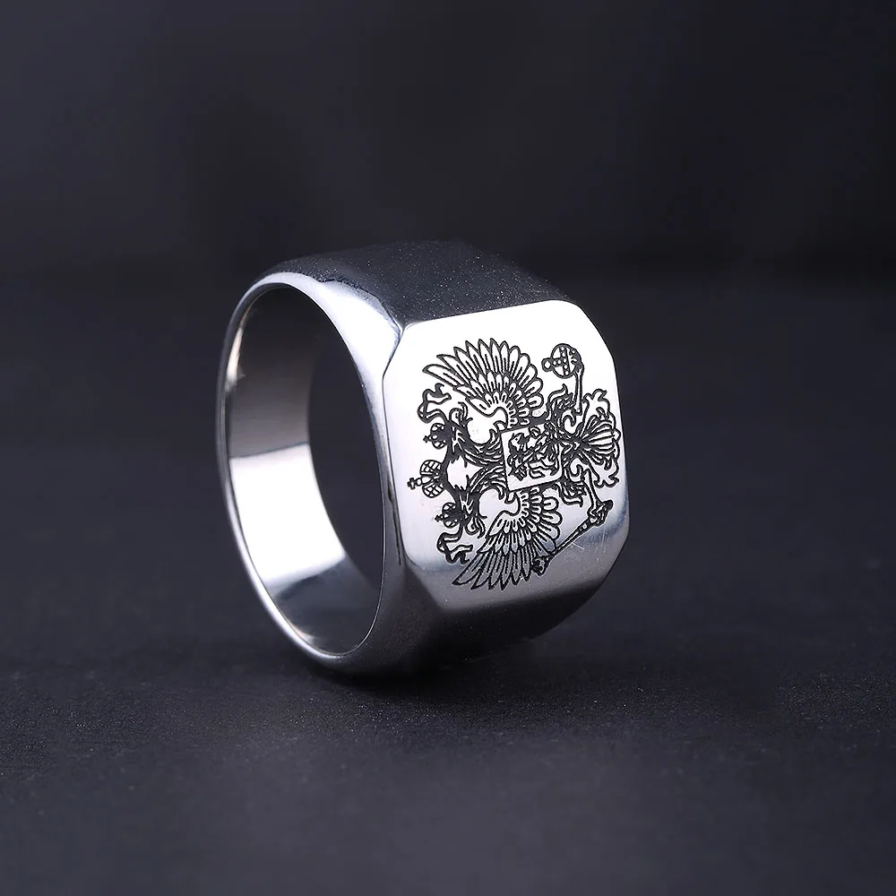 Панк стиль ретро двойной Орел логотип кольцо ювелирные изделия из нержавеющей