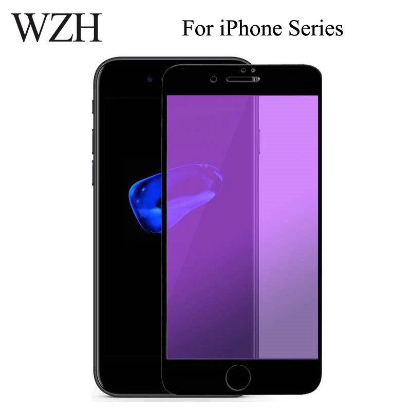 WZH Full Cover Tempered Glass For iphone 5 5s 5c SE 6S Screen Protector Anti Blue Light Protective Film for 6 7 8 Plus X | Мобильные