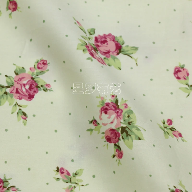 Бесплатная доставка 100% хлопок ткань в клетку с принтом зеленая роза модель AB для