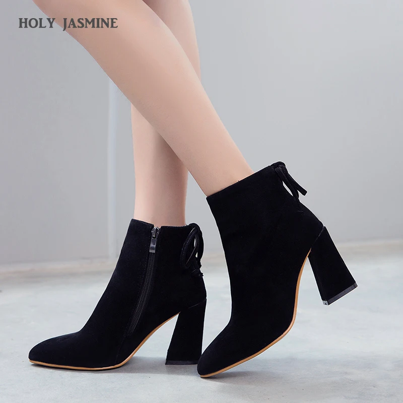

2018 Winter New Women Boots High Heels Ankle Boots Fashion 2018 Autumn Chunky Heel Ladies Short Boots Shoes Female Khaki Shoes
