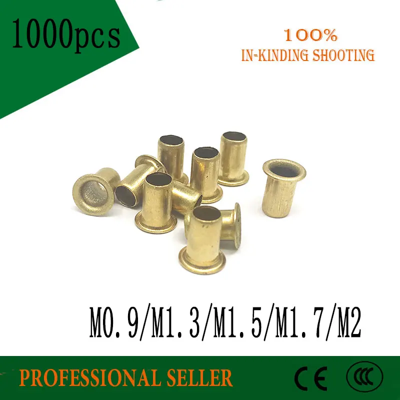 Заклепки 1000 шт. M0.9 M1.3 M1.5 M1.7 M2 медные бронзовые заклепки с отверстиями латунные