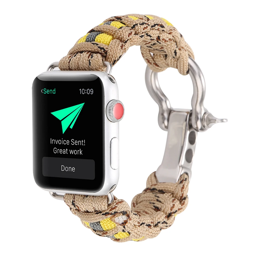 Hoco lifesaving нейлоновая лента для Apple Watch 4 44 мм 40 мм камуфляж тканые ремешки Браслет с металлической пряжкой для Iwatch 3 2 1
