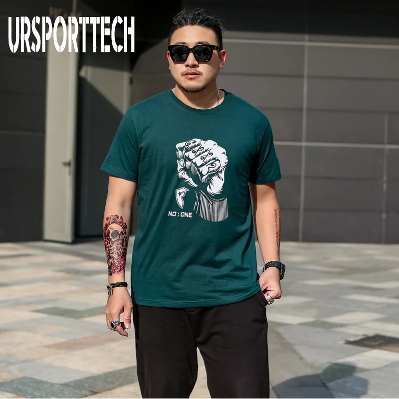 URSPORTTECH Men's T-Shirts Summer Short Sleeve T Shirt Plus Size 5XL Men Simple 3D Pattern Print Cotton Brand Top Tees | Мужская
