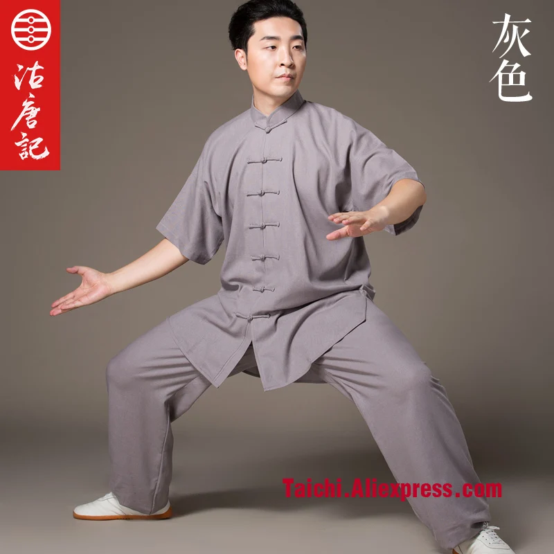 Льняная форма Tai Chi для выступлений летняя льняная с коротким рукавом кунг фу в