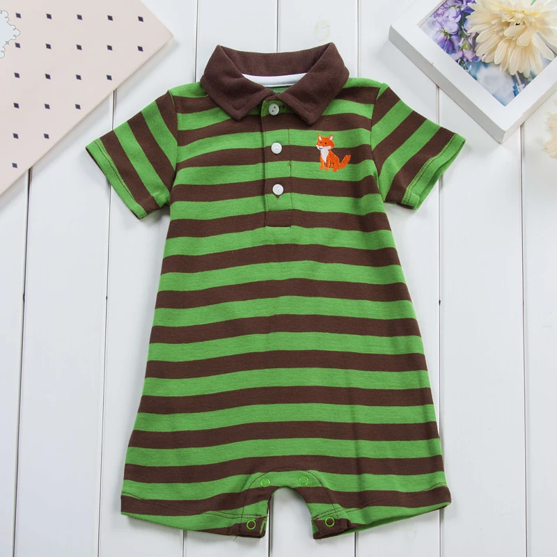 

Baby Rompers Hot Summer New Baby Boys Baby's Sets Cartoon Bear Deer Casual Stripe Short-sleeved Jumpsuit Toddlor Infant Clothing