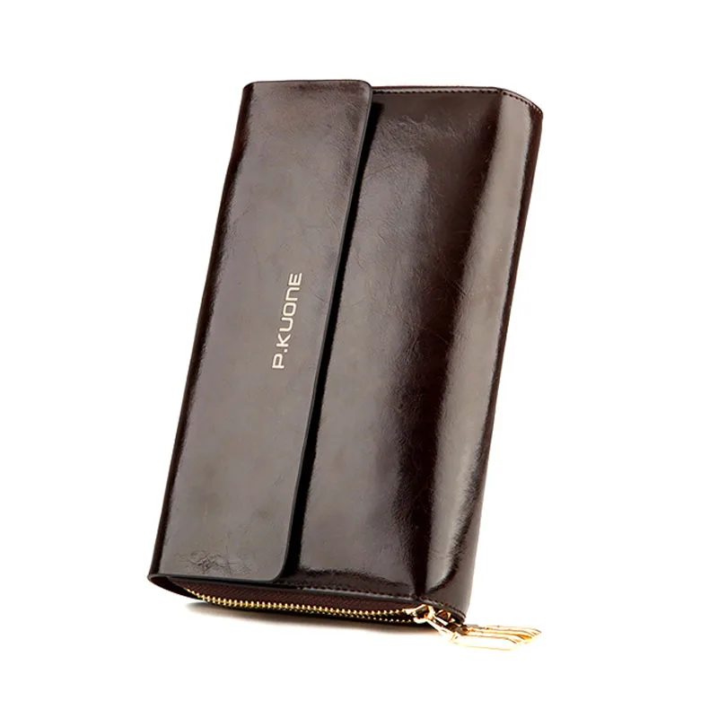 Мужской длинный клатч из коровьей спилковой кожи с двойной молнией|man clutch purse|brand