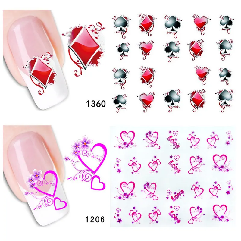 1206--1360 AddFavor 2 шт Цветочные наклейки для ногтей Фольга для творчества ЖИВОТНЫЕ цветы переводные наклейки для ногтей DIY украшения для ногтей - Цвет: 1206--1360