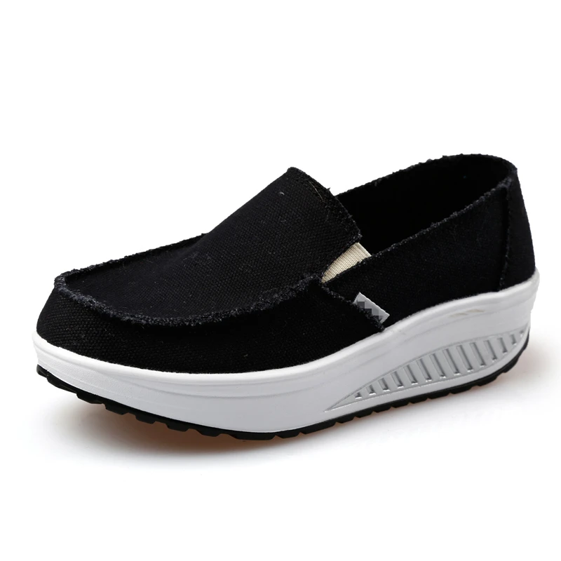 Лоферы BeckyWalk женские парусиновые туфли на платформе без застежки Прогулочные