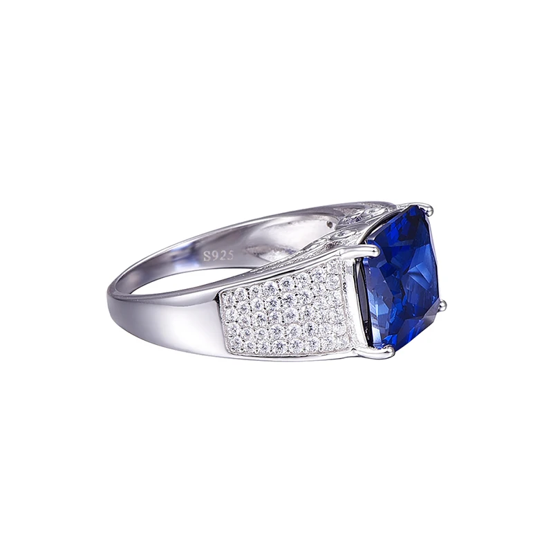 BONLAVIE 925 пробы серебро 7.5CT Emerlad Cut Love Promise Кольца сапфировое синее персонализированное квадратное кольцо для девушки Y0025R16