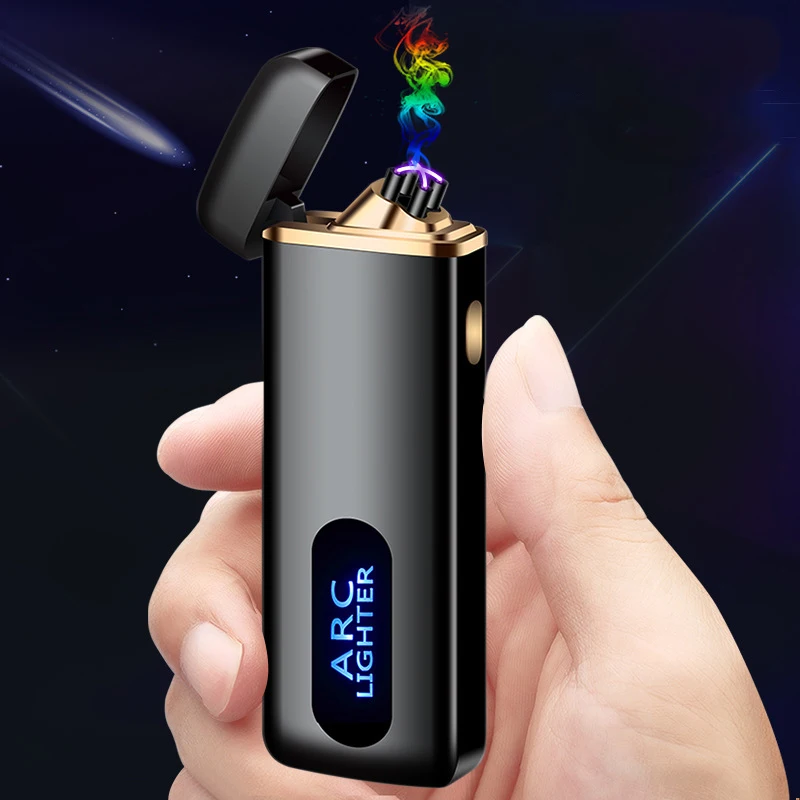 Fingerprint Touch USB Electronic Lighter Double Arc Plasma Electric Cigarette Windproof Cigar Smoking Pipe Metal | Дом и сад