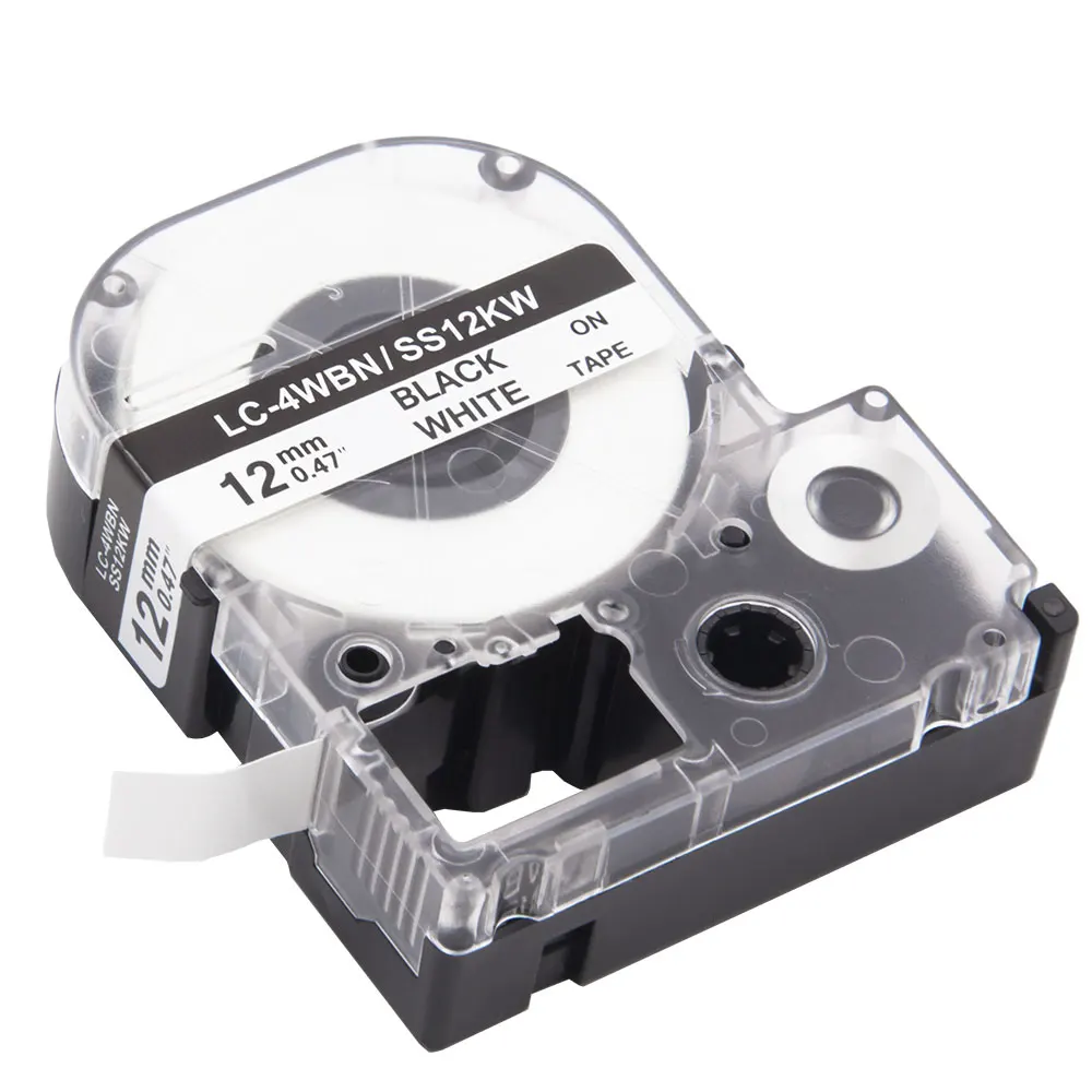 Absosonic 10 шт. 12 мм * 8 м SS12KW LC 4WBN9 LK 4WBN черный на белой ленте для EPSON KJ LW 300 400 500|Ленты