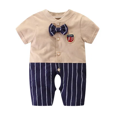 Летняя одежда для маленьких мальчиков; roupa de bebes; комбинезон для новорожденных; Хлопковая пижама с длинными рукавами; Комбинезоны для детей 0-12 месяцев; одежда для малышей - Цвет: Золотой