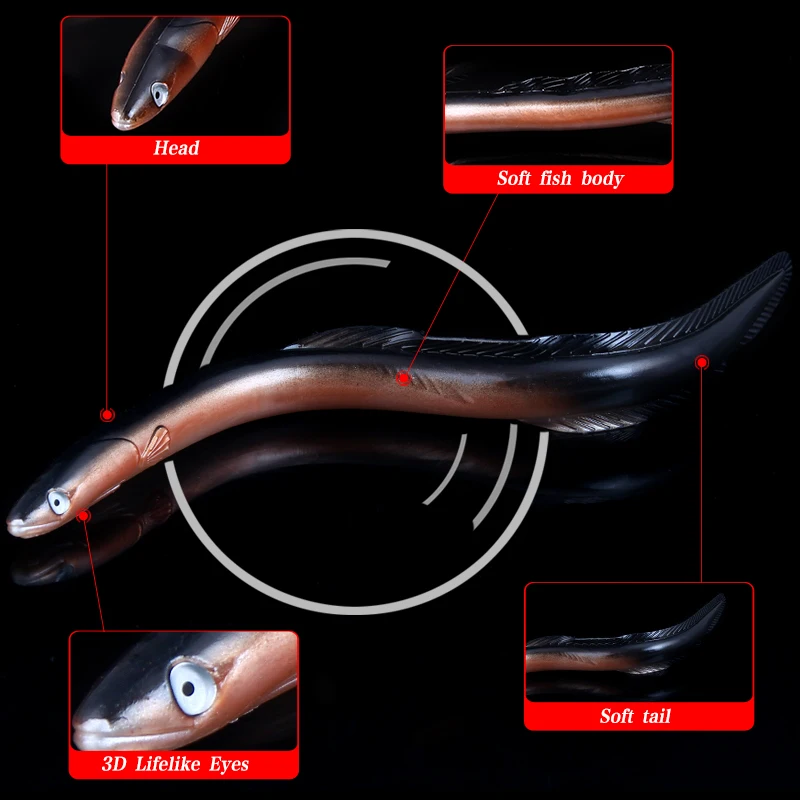 SEAPESCA силиконовая червячная приманка Реалистичная Ricefield Eel Wobbler 30 см 57 8 г Мягкая