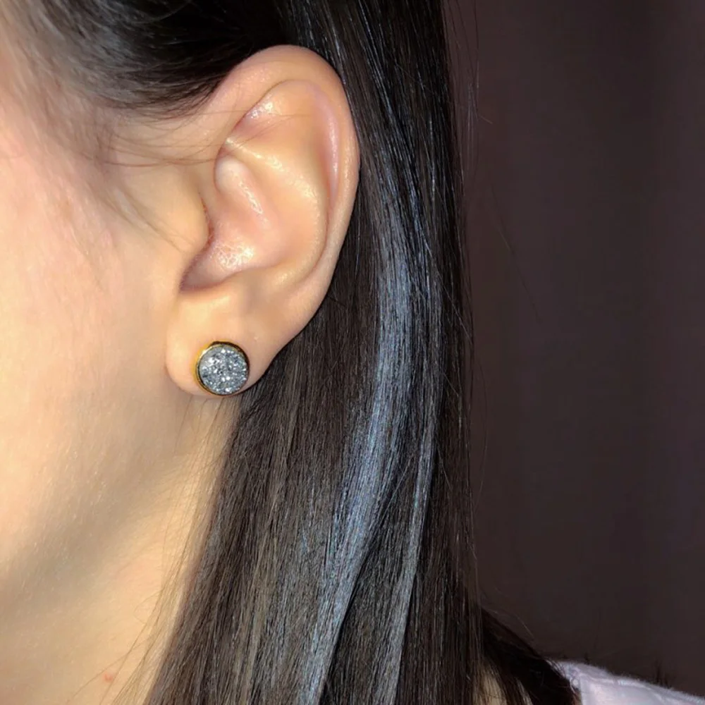Женские серьги-кольца ShinyGem серьги с натуральным кристаллом Druzy ювелирные наборы