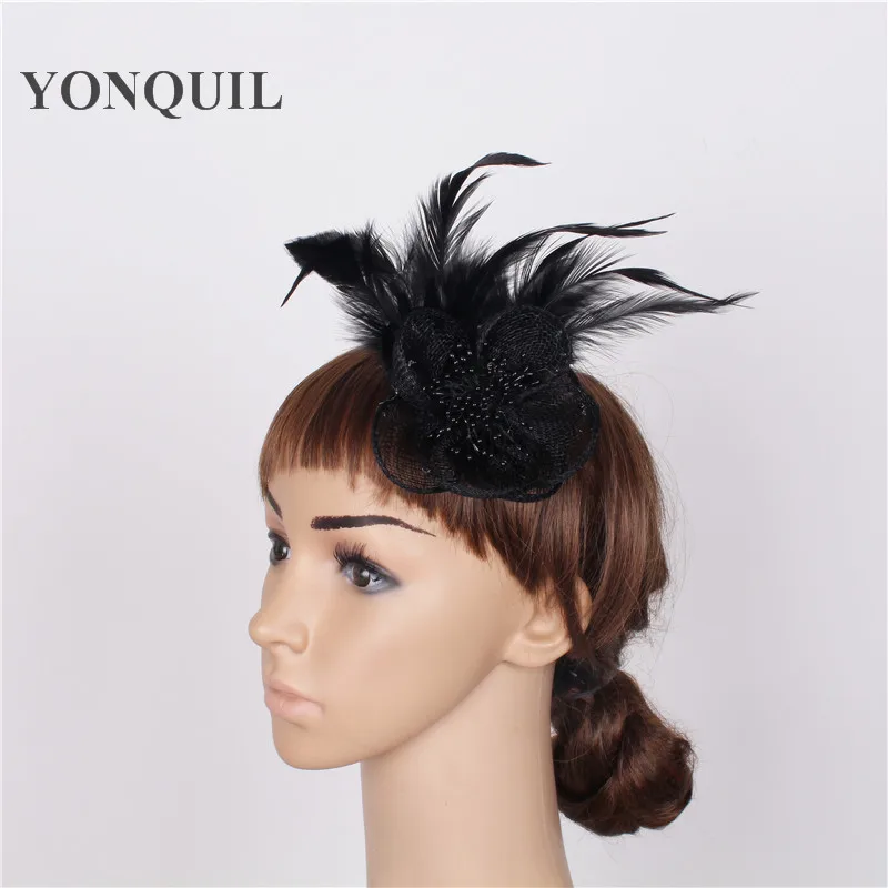 

Fashion Sinamay Headwear Feather Flower Hair Accessories Cute for Brooches Wedding Headpiece Women Party Hats 21 Color Available