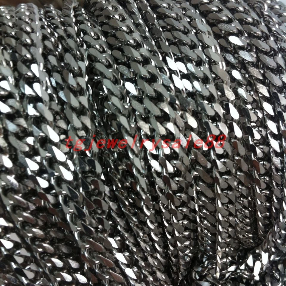 

5mm Wide Silver Color Cuban Curb Link Chain 5/10M Stainless Steel DIY Necklace No Fade Or Tarnish Wholesale In Bulk Mens Jewelry