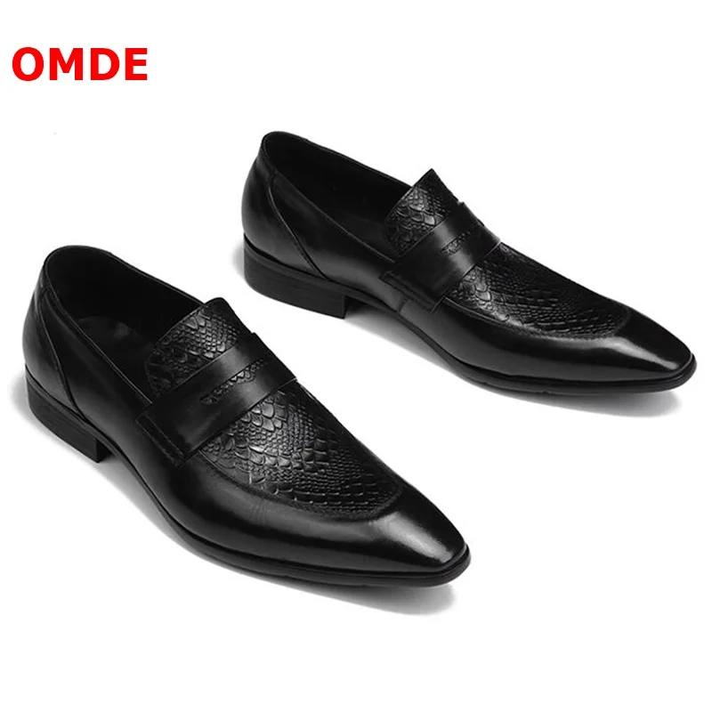 OMDE/летние лоферы из натуральной кожи с острым носком; Роскошные модельные туфли ручной работы без застежки; Мужская официальная обувь; дышащая офисная обувь