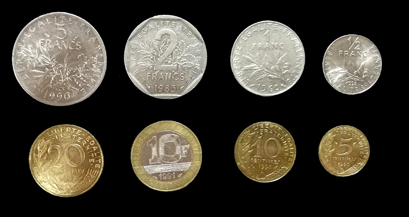 Франция 8 Монеты установить 1960 1995 (случайный год) оригинальный реальный мир