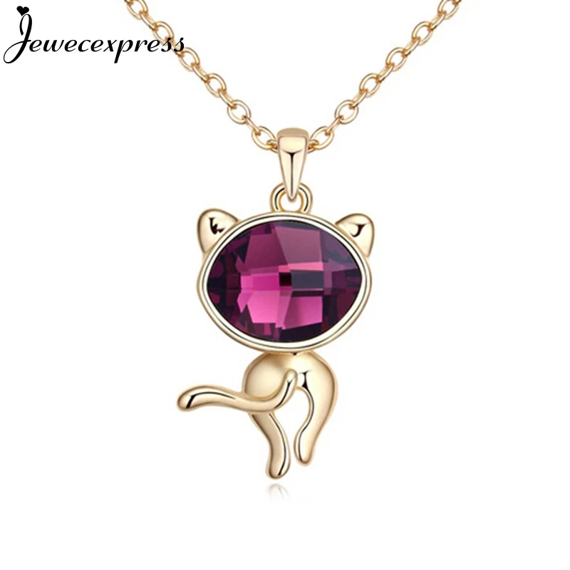 Jewecexpress Мими кошка кристалл кулон Цепочки и ожерелья|crystal pendant necklace|pendant necklacecrystal |