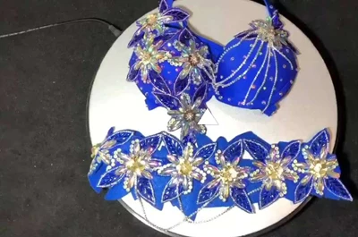Bra belt Производительность танец живота бюстгальтер и пояс 2 шт. Девушки танцуют одежда костюм ручной работы стразы камни набор M,L - Цвет: Bra belt