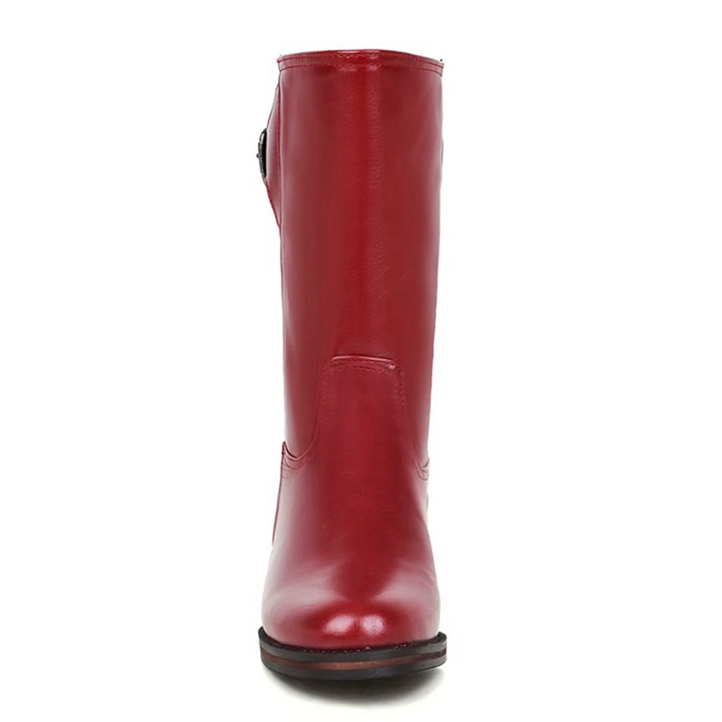 ENMAYER New fashion women round toe Mid-Calf boots lady square heel Slip-on marten Big size 34-43 ZYL 229 | Обувь