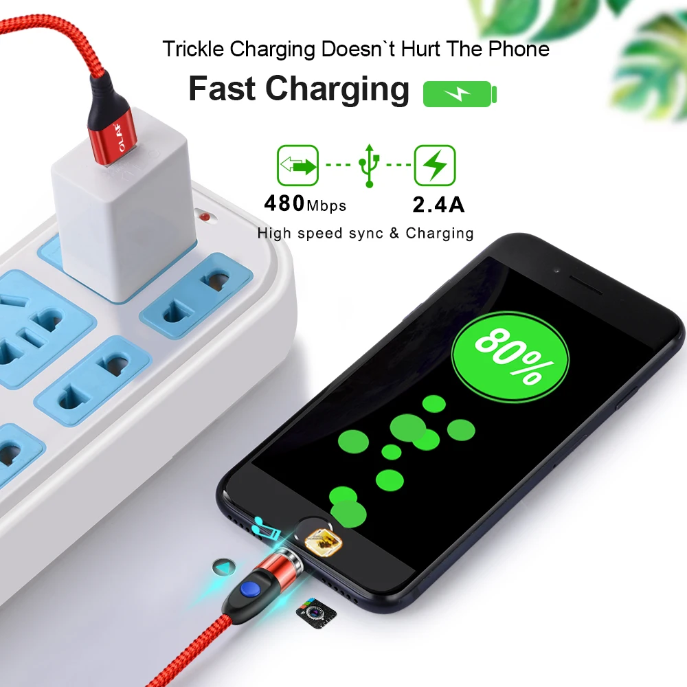Магнитный Micro USB Type C кабель OLAF 3A для быстрой зарядки зарядное устройство iPhone 6 7 8 Plus